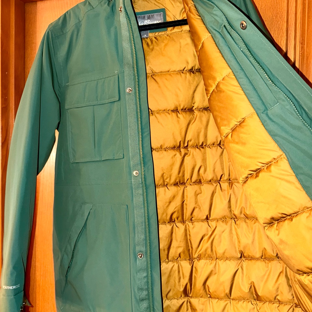 Eddie Bauer Teal Jacket With Mustard Lining